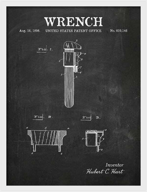 Wrench Pipe Wrench Chalkboard Patent Us609146a
