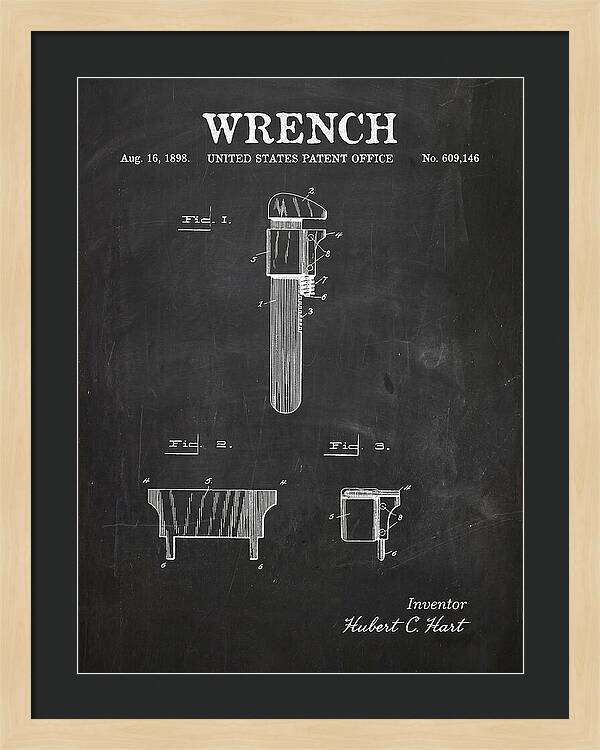 Wrench Pipe Wrench Chalkboard Patent Us609146a