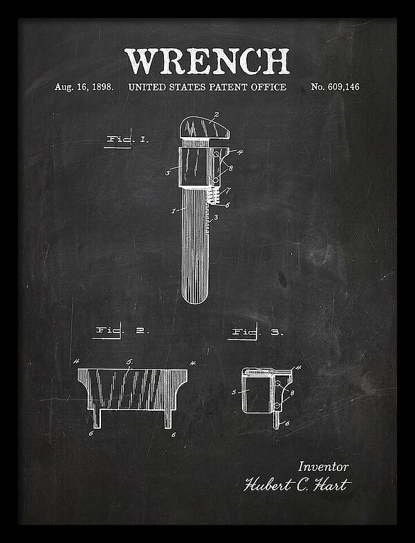 Wrench Pipe Wrench Chalkboard Patent Us609146a