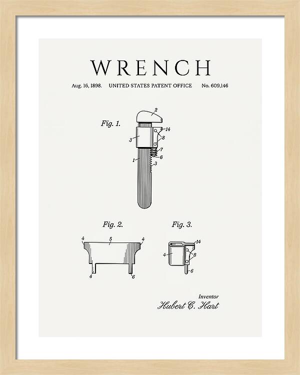 Wrench Pipe Wrench Minimalist Patent Us609146a