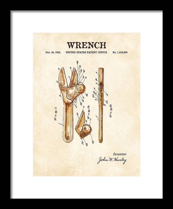 Wrench Watercolor Patent Us1123880a