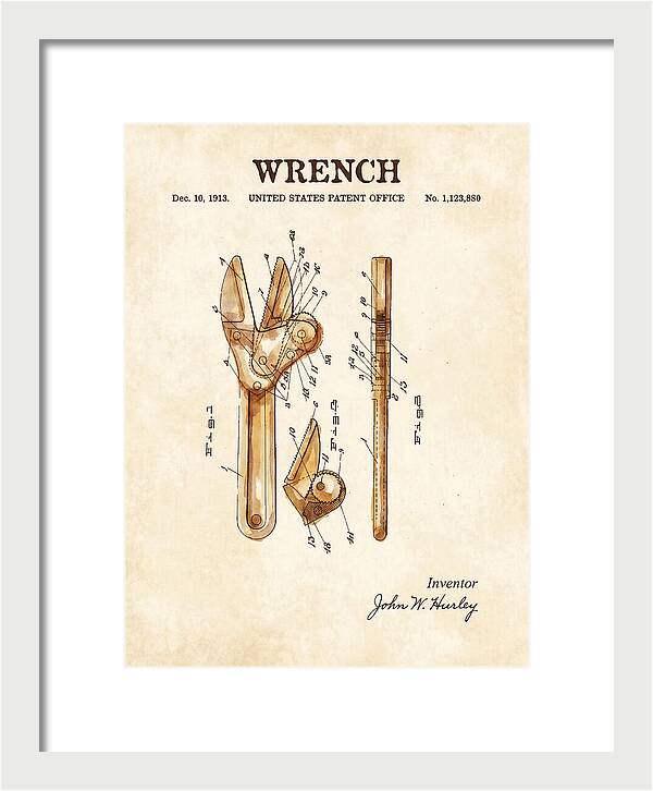 Wrench Watercolor Patent Us1123880a