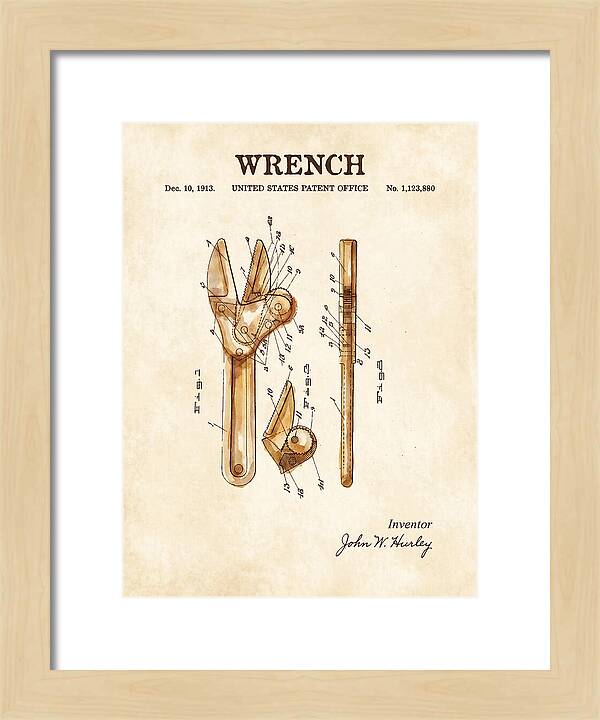 Wrench Watercolor Patent Us1123880a