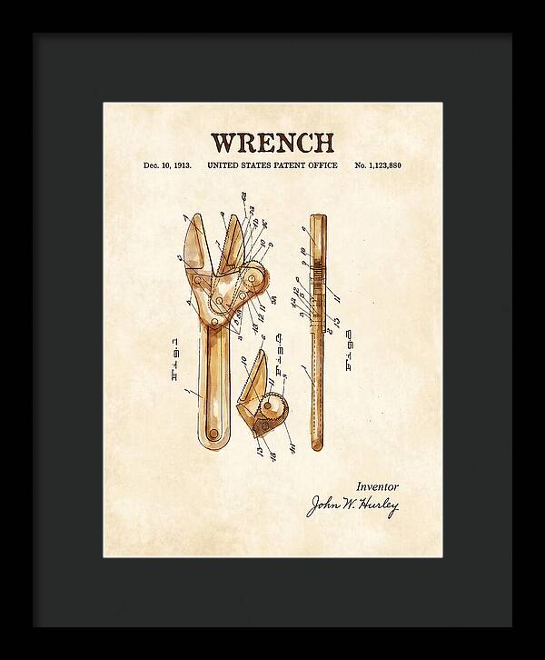 Wrench Watercolor Patent Us1123880a