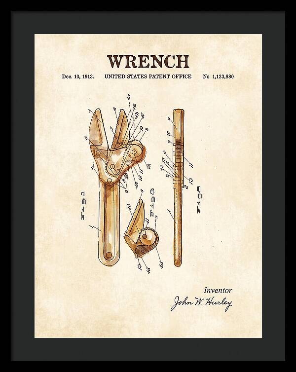 Wrench Watercolor Patent Us1123880a
