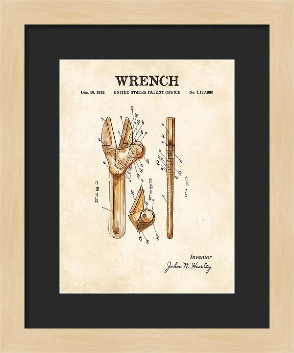 Wrench Watercolor Patent Us1123880a