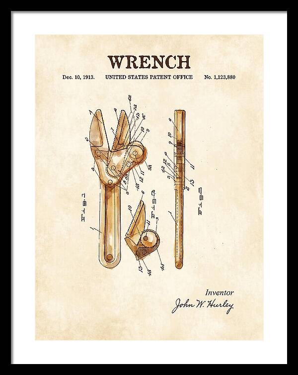 Wrench Watercolor Patent Us1123880a