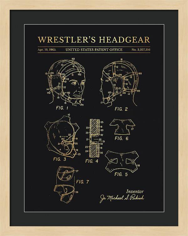 Wrestler's Headgear Gold Patent Us3327316a