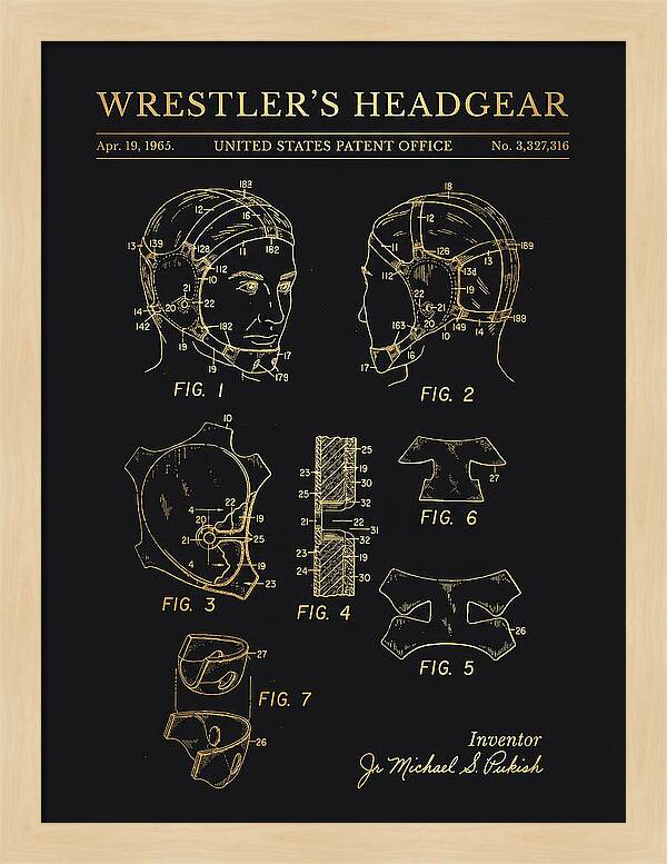 Wrestler's Headgear Gold Patent Us3327316a