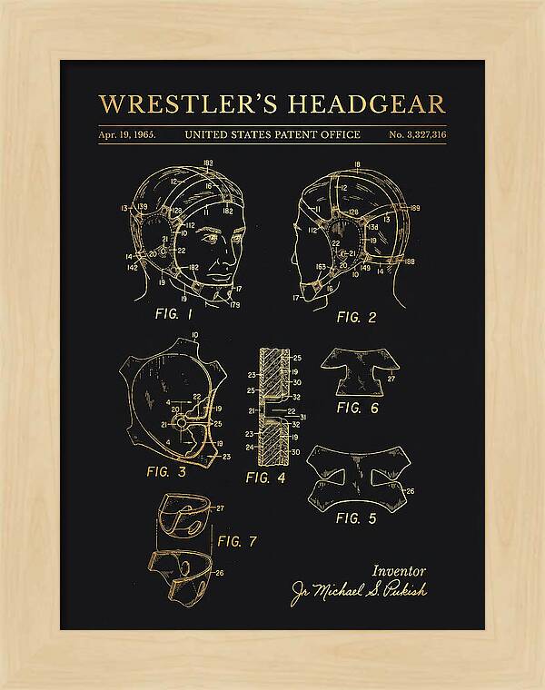 Wrestler's Headgear Gold Patent Us3327316a