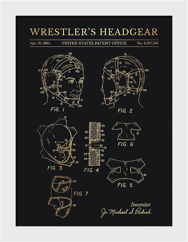 Wrestler's Headgear Gold Patent Us3327316a