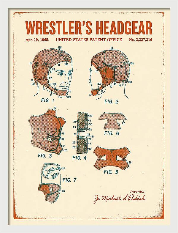 Wrestler's Headgear Retro Patent Us3327316a