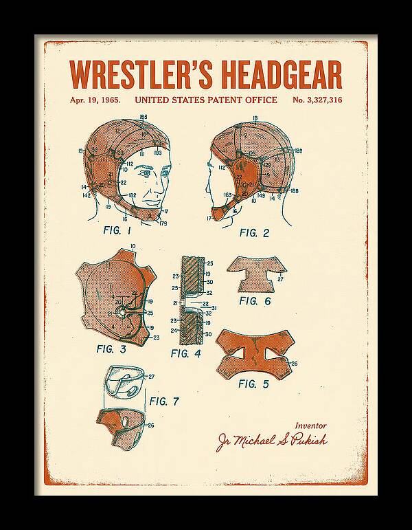 Wrestler's Headgear Retro Patent Us3327316a