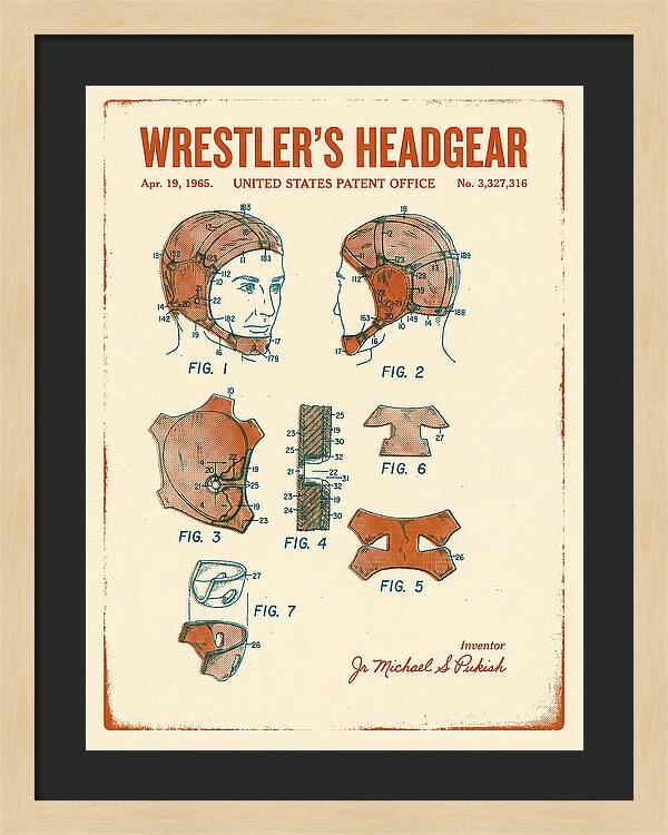 Wrestler's Headgear Retro Patent Us3327316a