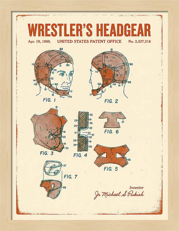 Wrestler's Headgear Retro Patent Us3327316a