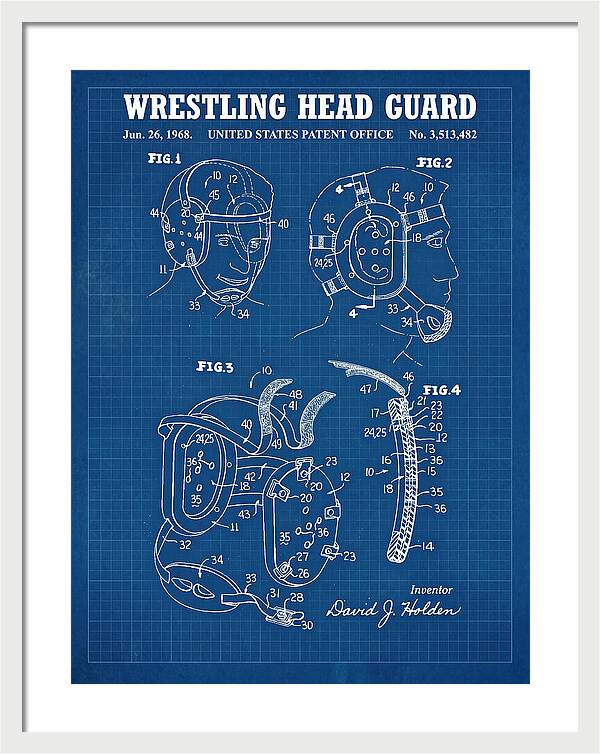 Wrestling Head Guard Blueprint Patent Us3513482a