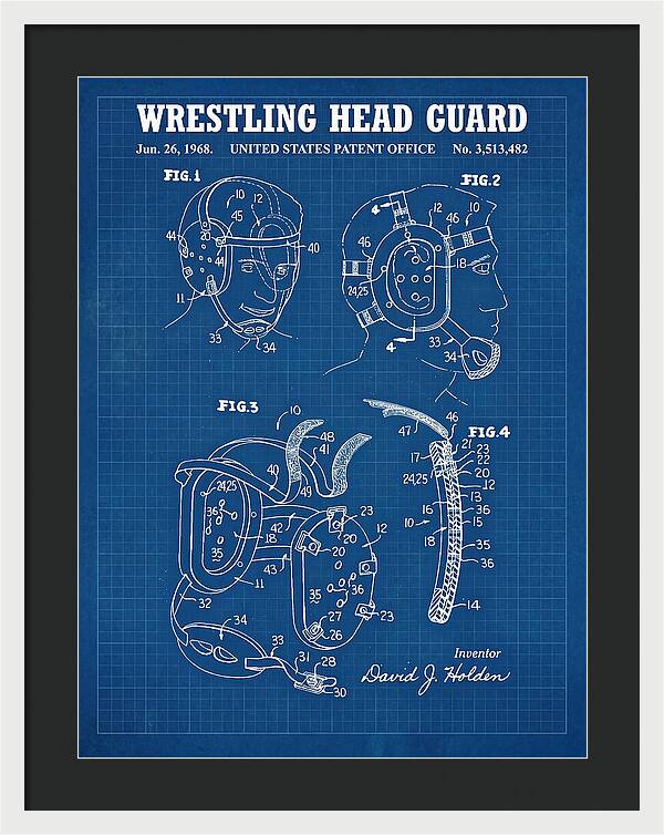 Wrestling Head Guard Blueprint Patent Us3513482a