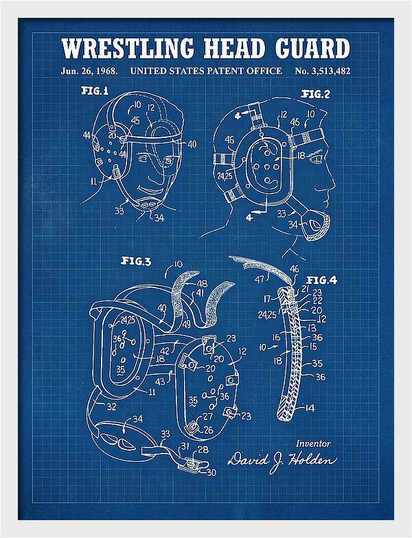 Wrestling Head Guard Blueprint Patent Us3513482a