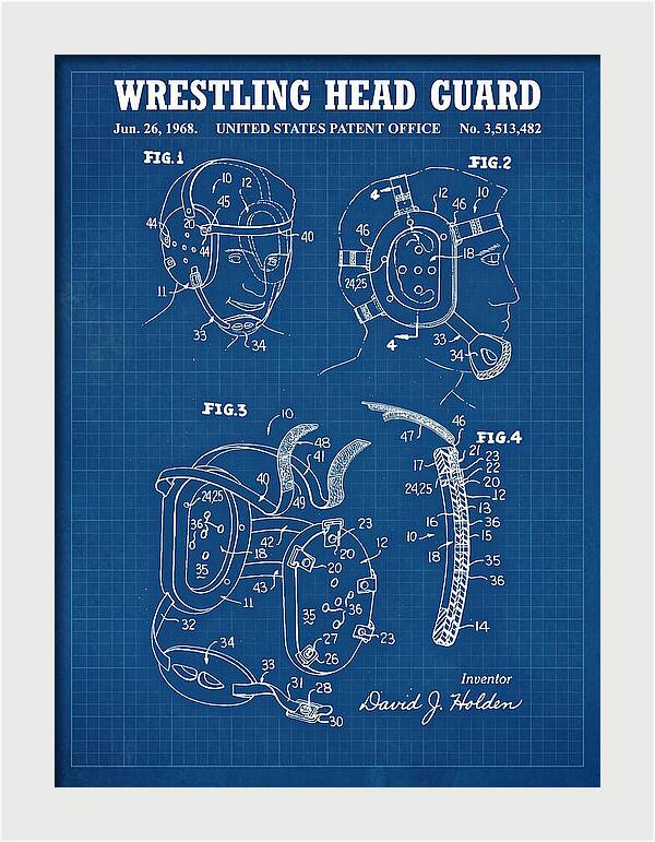 Wrestling Head Guard Blueprint Patent Us3513482a