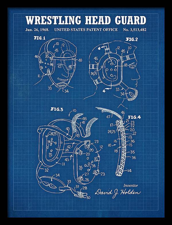 Wrestling Head Guard Blueprint Patent Us3513482a