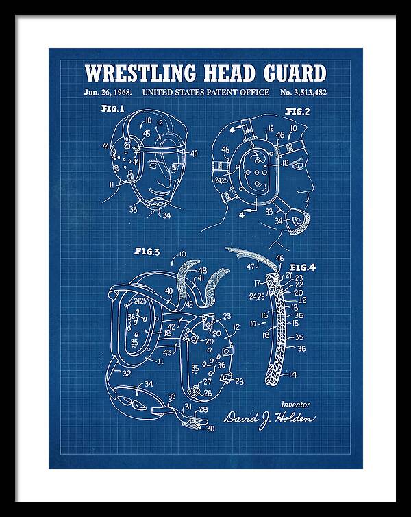 Wrestling Head Guard Blueprint Patent Us3513482a