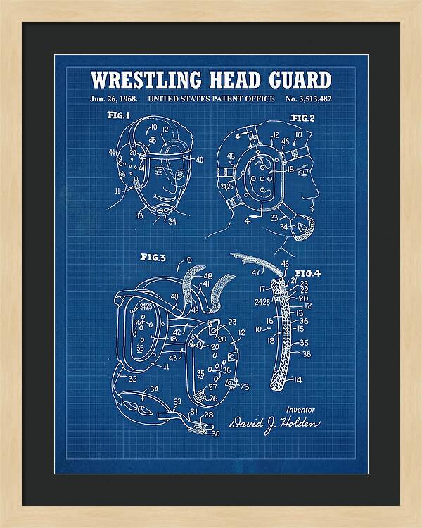 Wrestling Head Guard Blueprint Patent Us3513482a