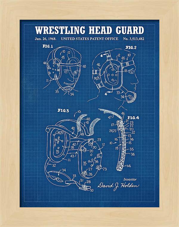 Wrestling Head Guard Blueprint Patent Us3513482a