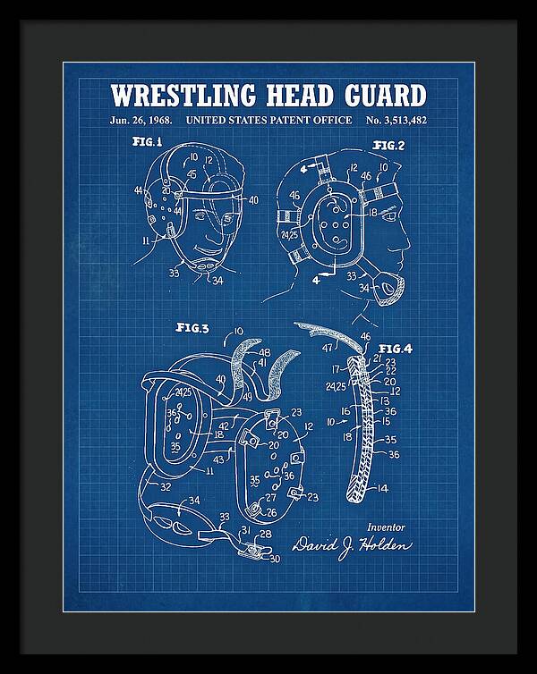 Wrestling Head Guard Blueprint Patent Us3513482a