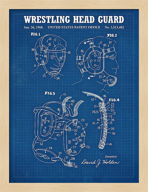 Wrestling Head Guard Blueprint Patent Us3513482a