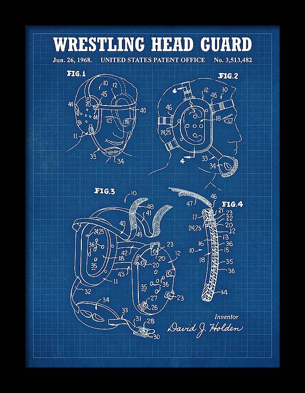 Wrestling Head Guard Blueprint Patent Us3513482a