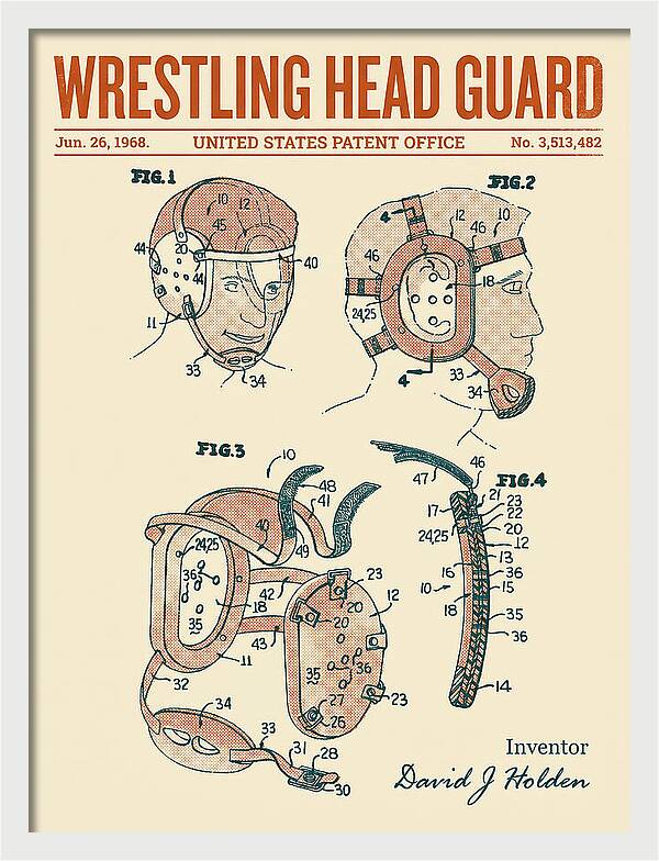 Wrestling Head Guard Retro Patent Us3513482a
