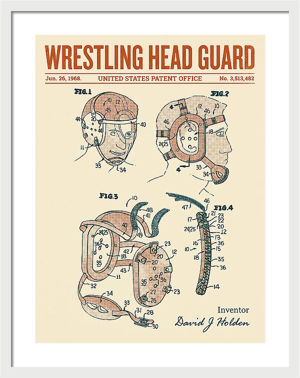 Wrestling Head Guard Retro Patent Us3513482a