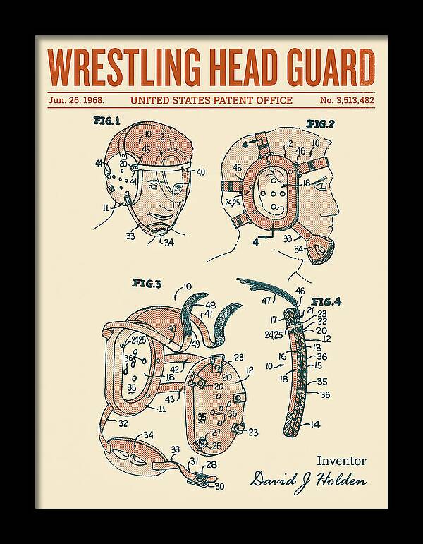 Wrestling Head Guard Retro Patent Us3513482a