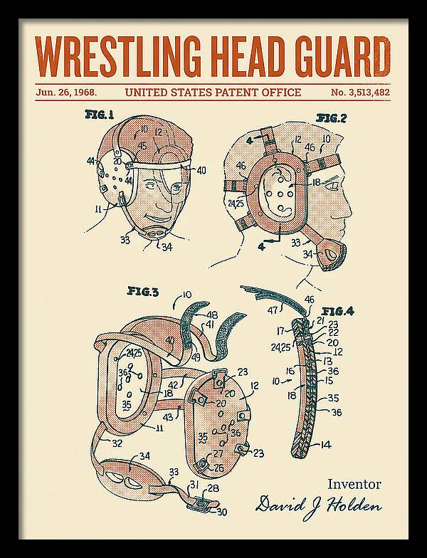 Wrestling Head Guard Retro Patent Us3513482a