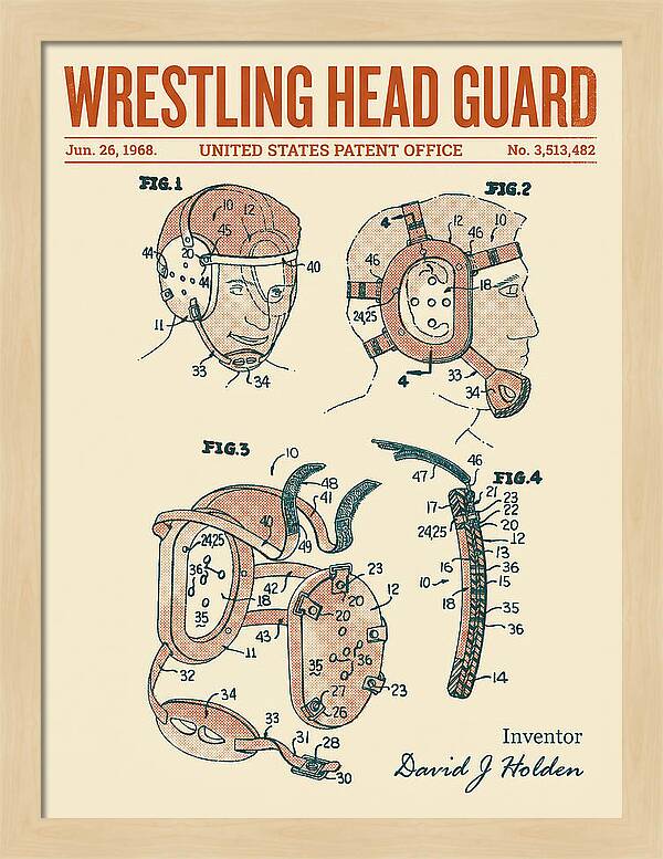 Wrestling Head Guard Retro Patent Us3513482a