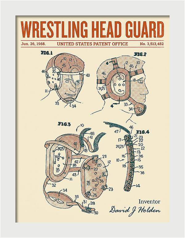 Wrestling Head Guard Retro Patent Us3513482a