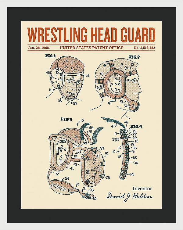 Wrestling Head Guard Retro Patent Us3513482a