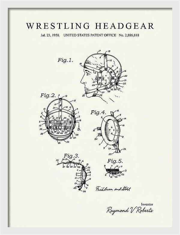 Wrestling Headgear Minimalist Patent Us2886818a