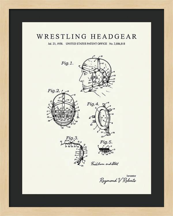 Wrestling Headgear Minimalist Patent Us2886818a