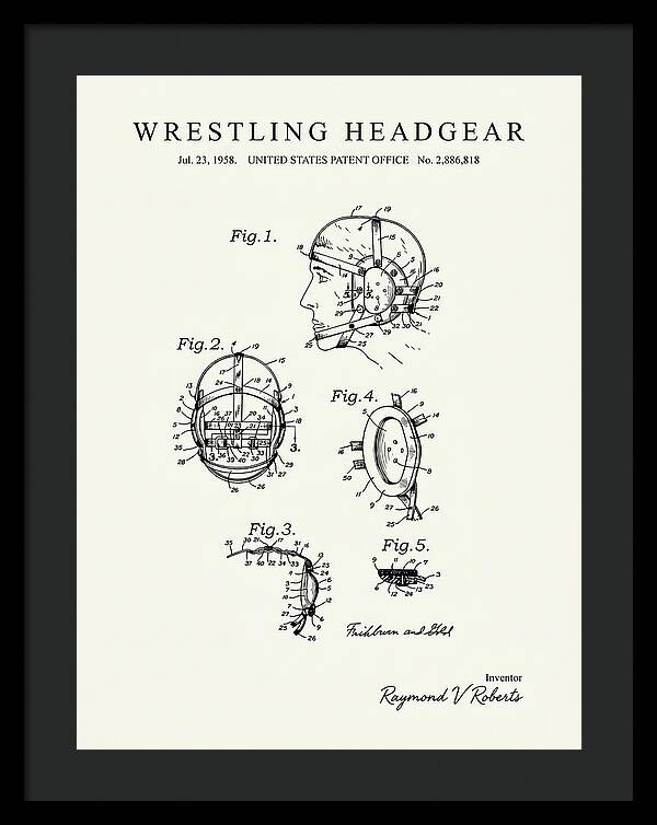 Wrestling Headgear Minimalist Patent Us2886818a