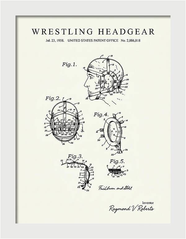 Wrestling Headgear Minimalist Patent Us2886818a