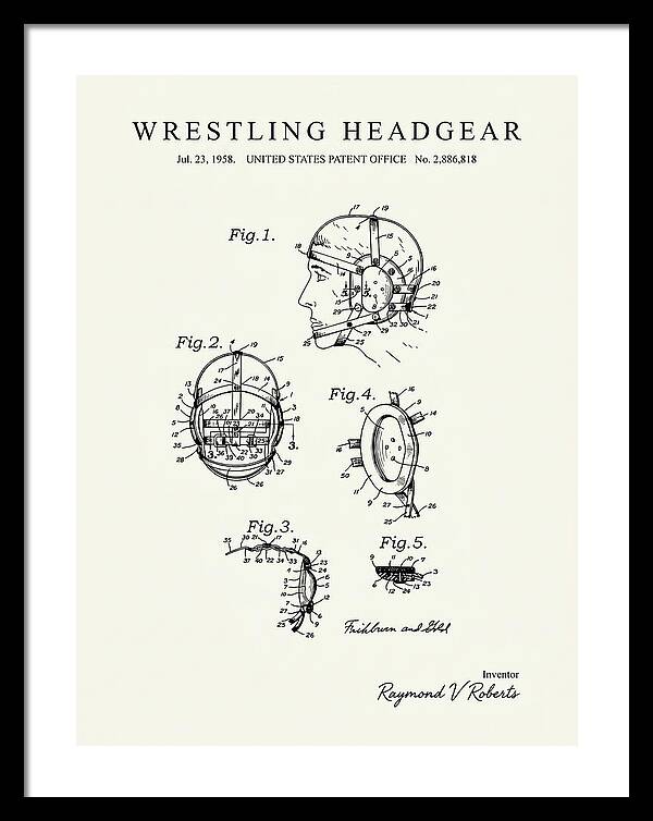 Wrestling Headgear Minimalist Patent Us2886818a