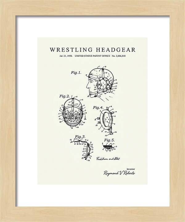 Wrestling Headgear Minimalist Patent Us2886818a