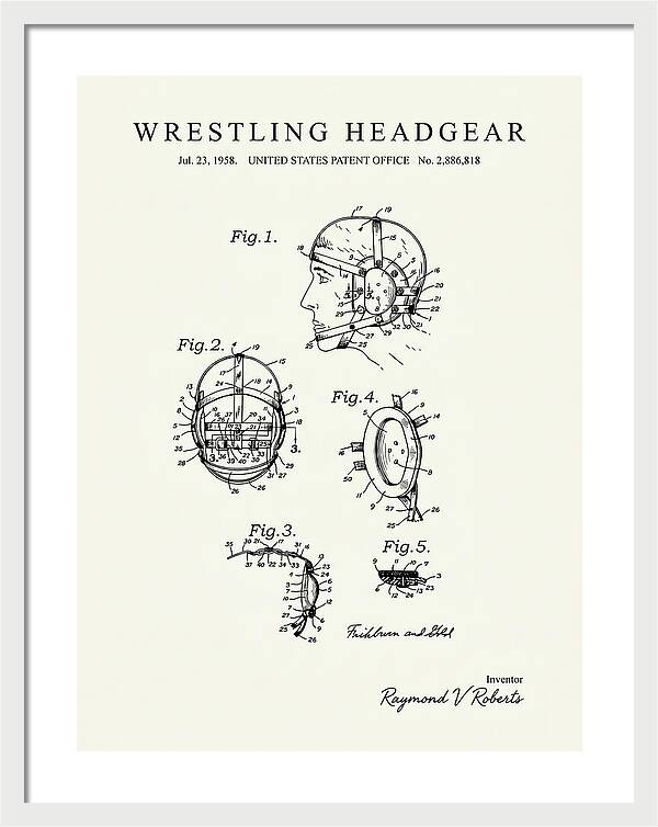Wrestling Headgear Minimalist Patent Us2886818a