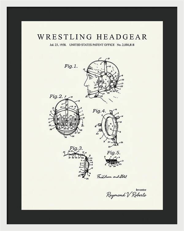 Wrestling Headgear Minimalist Patent Us2886818a