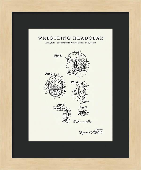 Wrestling Headgear Minimalist Patent Us2886818a