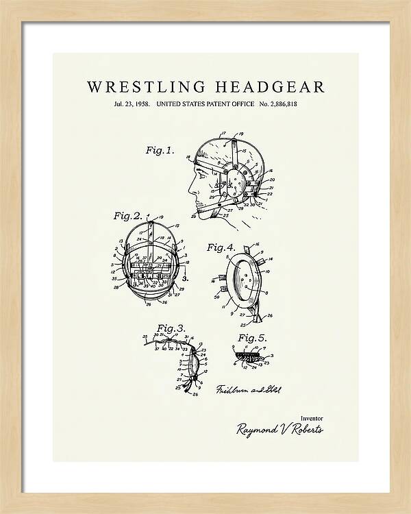 Wrestling Headgear Minimalist Patent Us2886818a