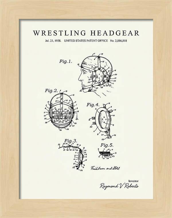 Wrestling Headgear Minimalist Patent Us2886818a