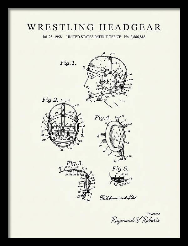 Wrestling Headgear Minimalist Patent Us2886818a