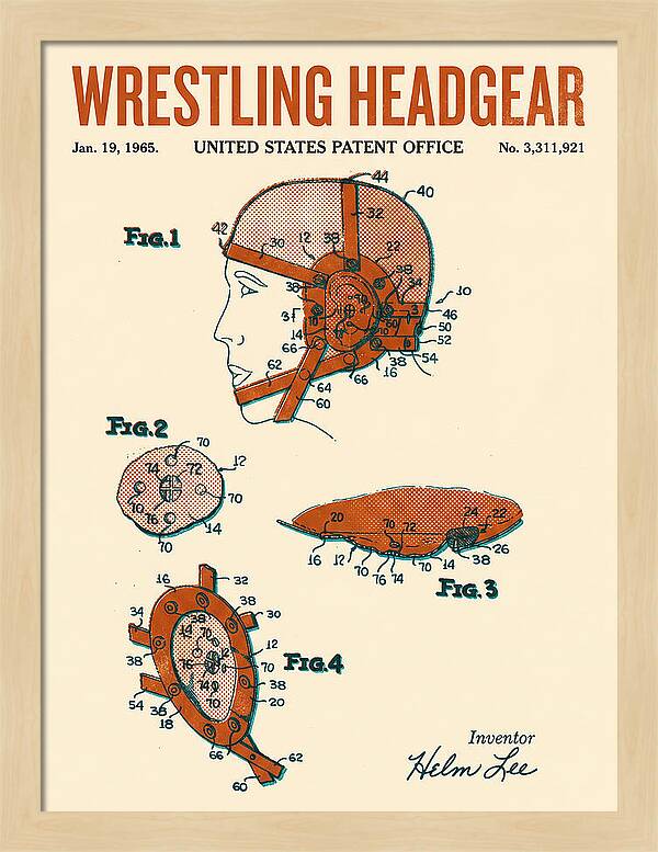 Wrestling Headgear Retro Patent Us3311921a